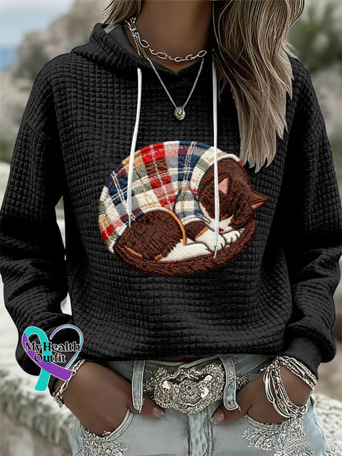 Women’s Cat Art Print Hoodie Black / S