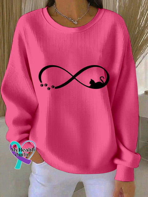 Women’s Cat Art Print Sweatshirt Pink / S