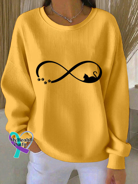 Women’s Cat Art Print Sweatshirt Yellow / S