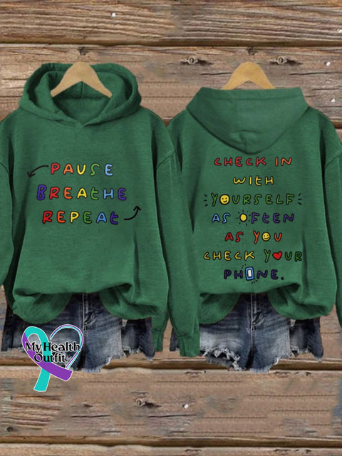 Women’s Check In With Yourself Mental Health Printed Sweatshirt Green / S