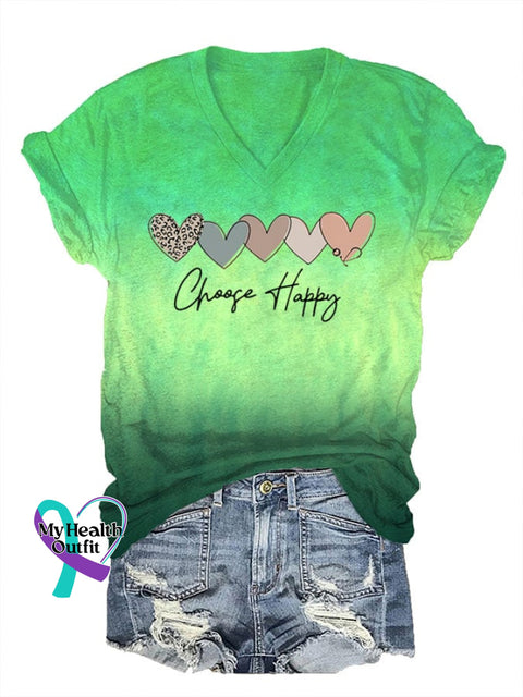 Women’s Choose Happy Print T-Shirt Picture 2 / S