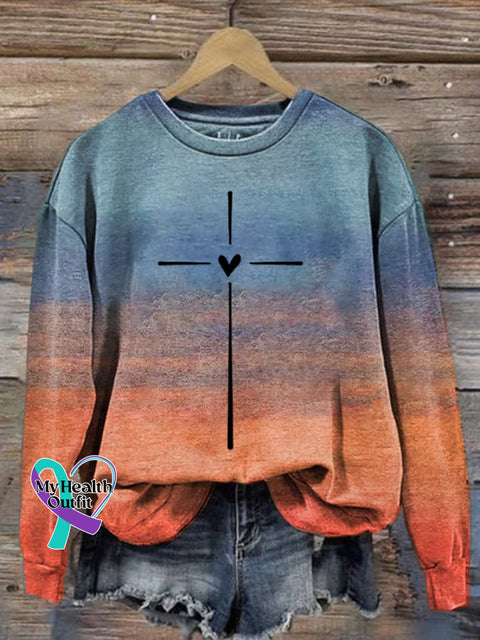 Women’s Christian Cross Printed Sweatshirt As Shown / S