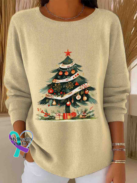 Women’s Christmas Art Casual Pullover Sweater Apricot / S
