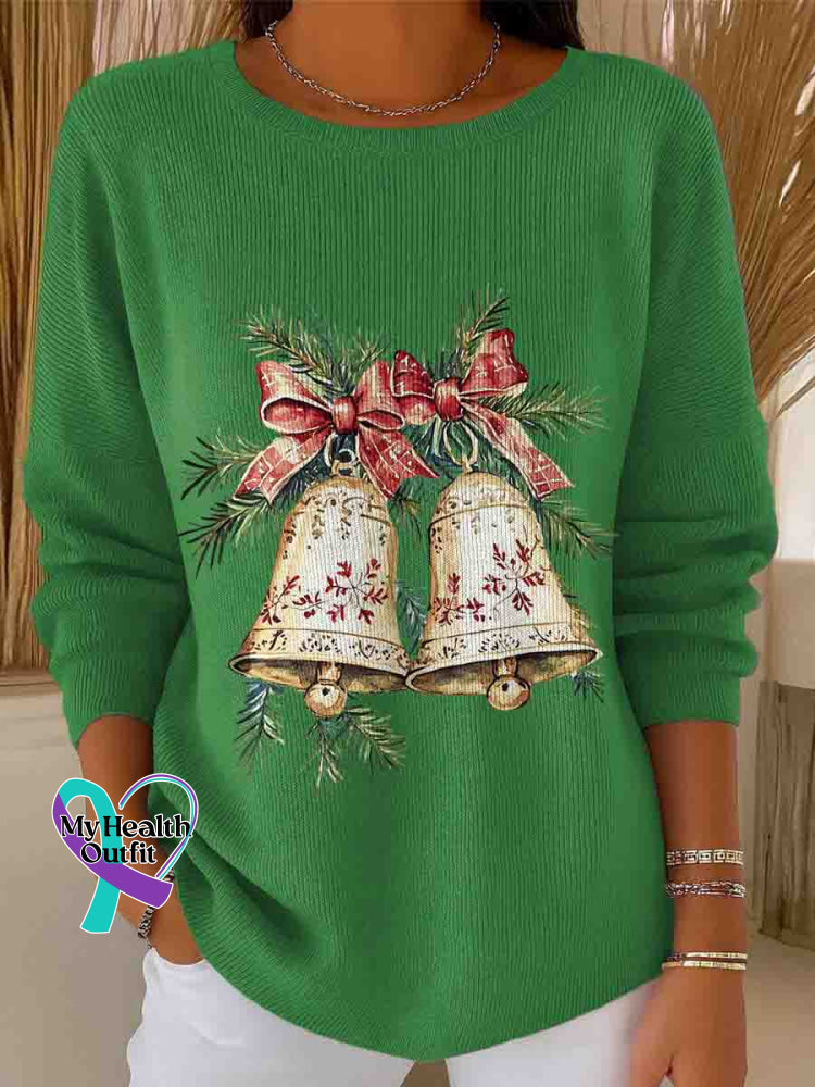 Women’s Christmas Art Casual Pullover Sweater Green / S