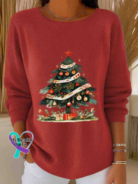Women’s Christmas Art Casual Pullover Sweater Red / S