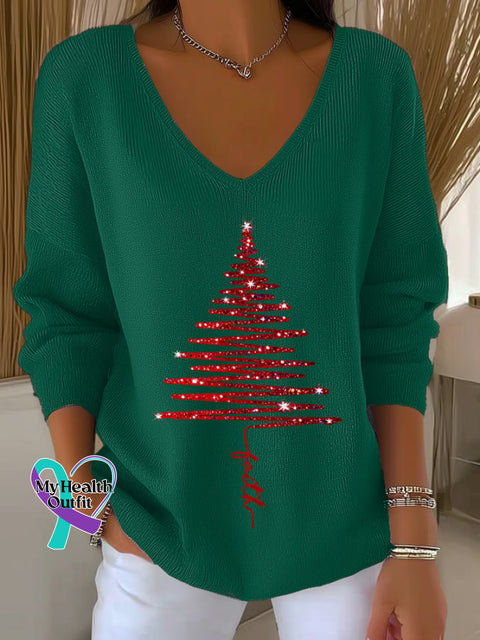 Women’s Christmas Art Print Crew Neck Top Picture 2 / S