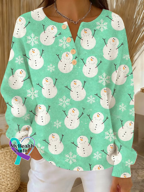 Women’s Christmas button knitted top Green / S