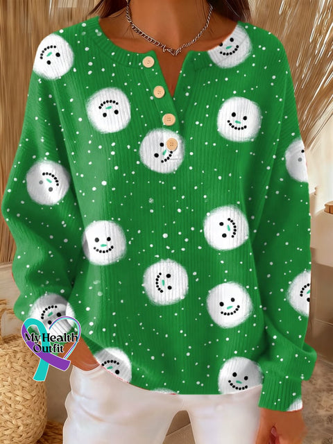 Women’s Christmas button knitted top Green / S