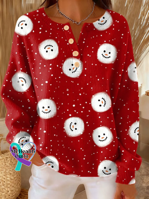 Women’s Christmas button knitted top Red / S