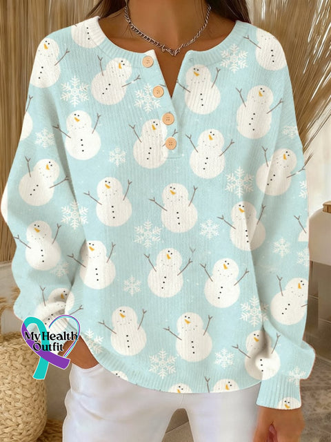 Women’s Christmas button knitted top Sky Blue / S
