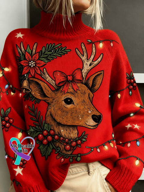 Women’s Christmas Elk Floral Print Festive Top Picture 1 / S