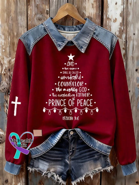 Women’s Christmas Faith Print Denim Sweatshirt Picture 1 / S