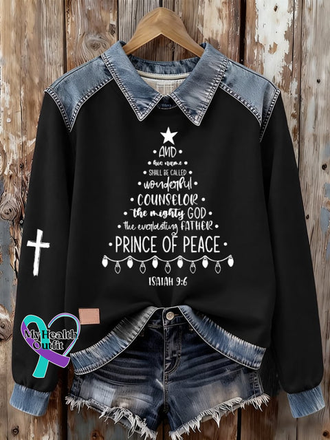 Women’s Christmas Faith Print Denim Sweatshirt Picture 2 / S