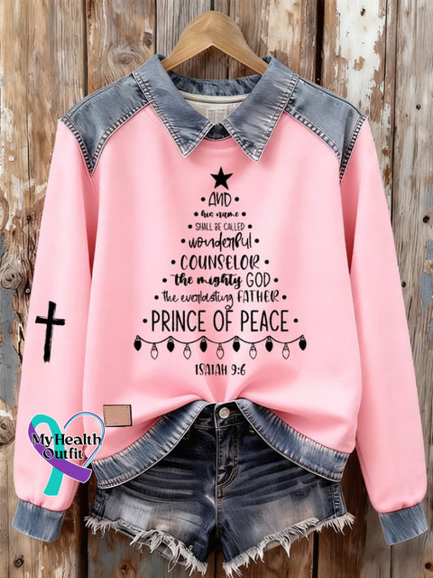 Women’s Christmas Faith Print Denim Sweatshirt Picture 3 / S