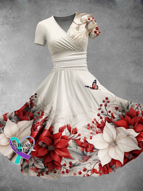 Women’s Christmas Gift Euphorbia Pulcherrima Flower Print Design Maxi Dress Muilticolor / S