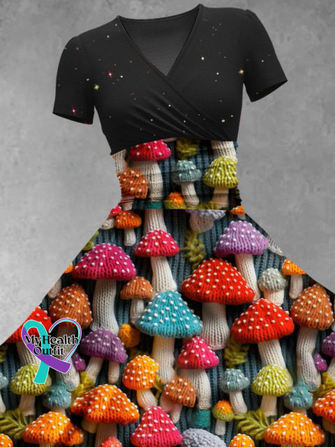 Women’s Christmas Gift Rainbow Mushroom Print Design Maxi Dress