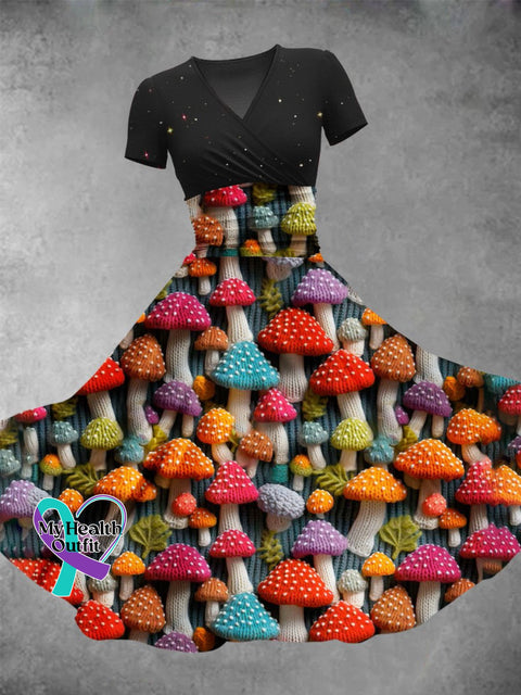 Women’s Christmas Gift Rainbow Mushroom Print Design Maxi Dress Muilticolor / S