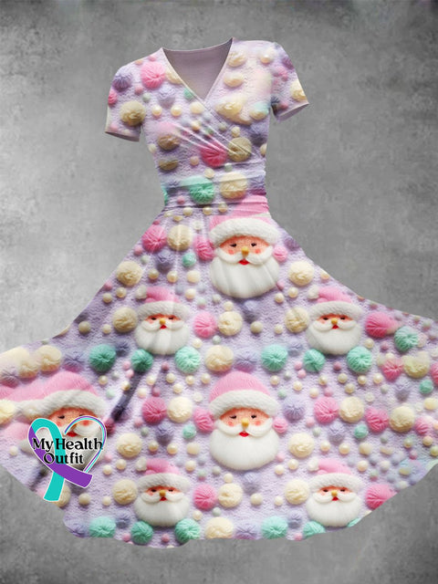 Women’s Christmas Gift Santa Claus Print Design Maxi Dress Muilticolor / S