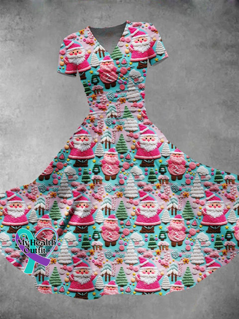 Women’s Christmas Gift Santa Tree Print Design Maxi Dress Muilticolor / S