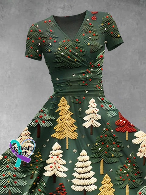 Women’s Christmas Gift Tree Print Design Maxi Dress