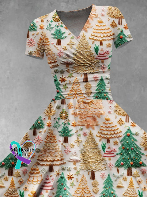 Women’s Christmas Gift Tree Print Design Maxi Dress