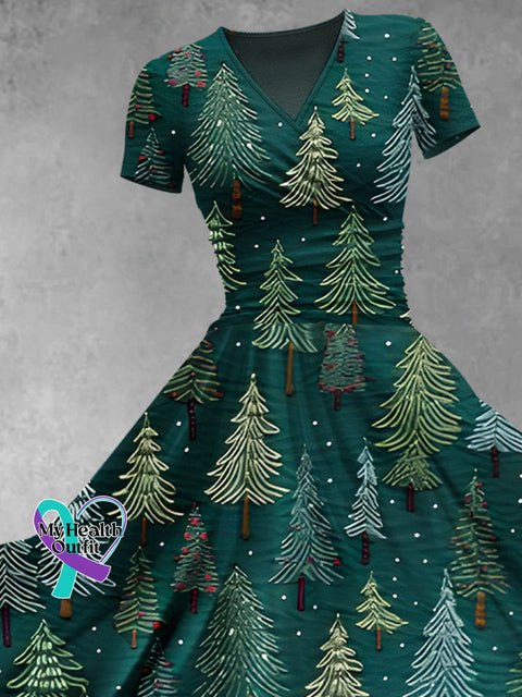 Women’s Christmas Gift Tree Print Design Maxi Dress
