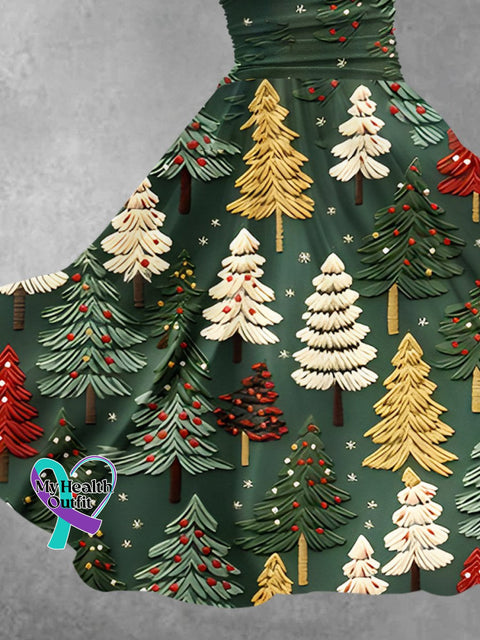 Women’s Christmas Gift Tree Print Design Maxi Dress
