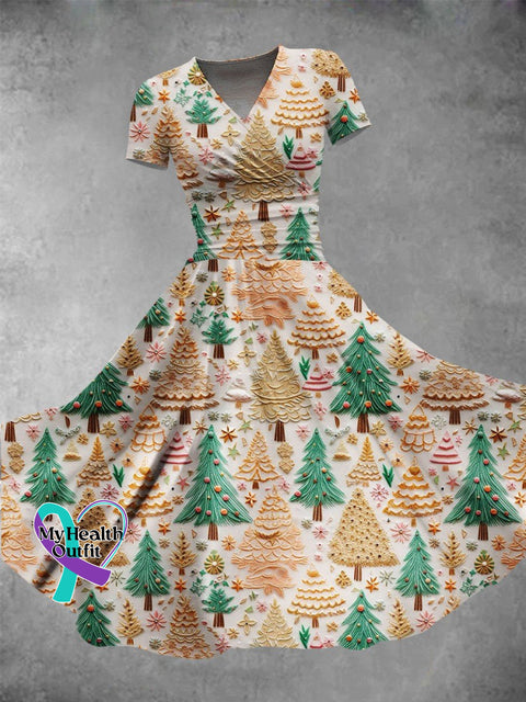 Women’s Christmas Gift Tree Print Design Maxi Dress Muilticolor / S