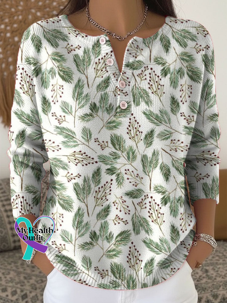 Women’s Christmas Pattern Art Print Buttoned Cardigan Sweater Multicolor / S