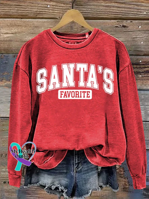 Women’s Christmas Pattern Art Print Casual Cotton Sweatshirt Red / S