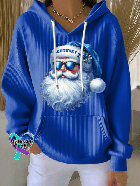 Women’s Christmas Print Casual Hoodie Blue / S