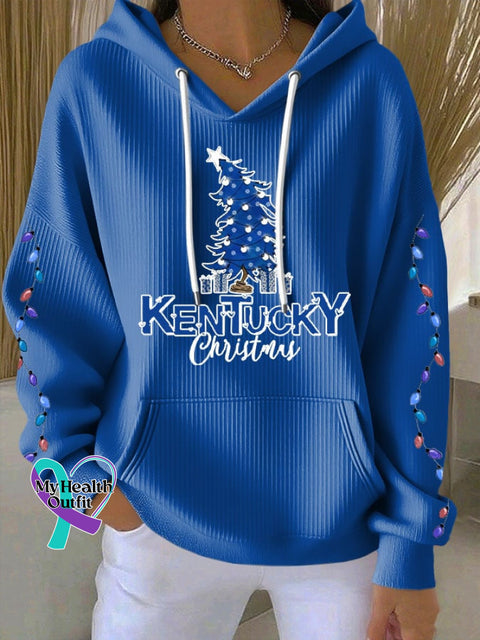 Women’s Christmas Print Casual Hoodie Blue / S