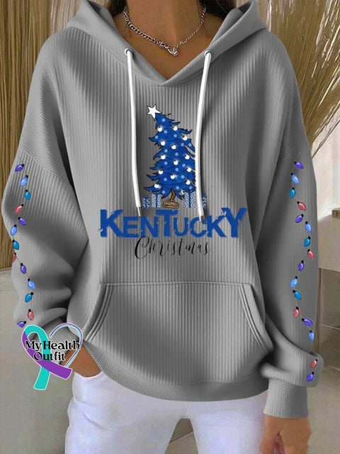 Women’s Christmas Print Casual Hoodie Grey / S