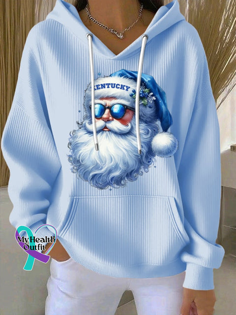 Women’s Christmas Print Casual Hoodie Sky Blue / S