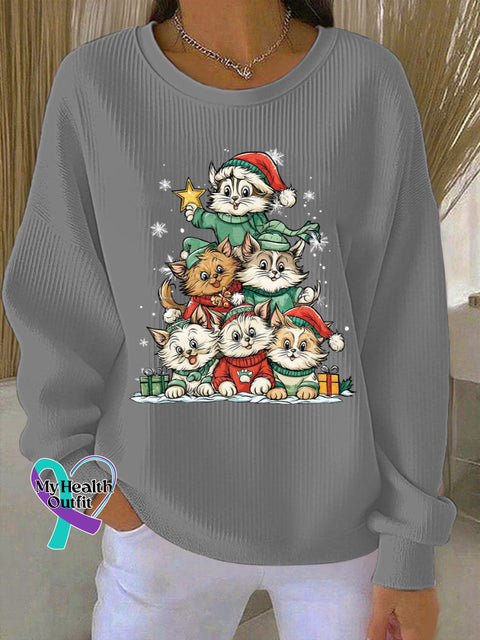 Women’s Christmas Print Casual Sweatshirt Gray / S