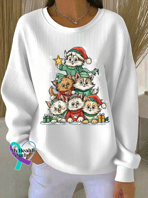 Women’s Christmas Print Casual Sweatshirt White / S