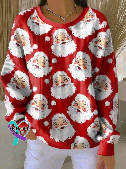 Women’s Christmas Print Crew Neck Long Sleeve Top As shown / S