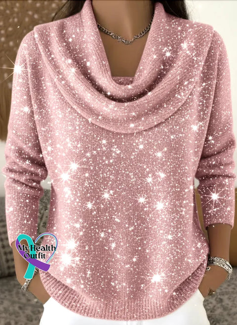 Women’s Christmas Print Knit Pullover Pink / S