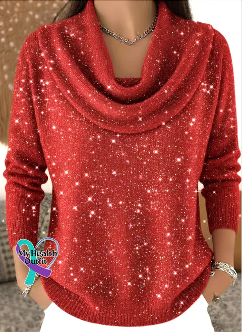 Women’s Christmas Print Knit Pullover Red / S