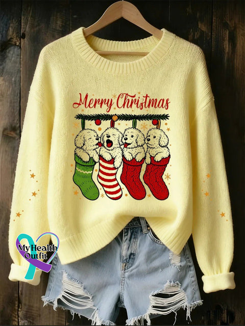 Women’s Christmas Print Sweater Beige / S