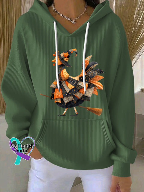 Women’s Christmas Rooster Print Casual Sweatshirt Green / S