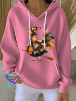 Women’s Christmas Rooster Print Casual Sweatshirt Pink / S