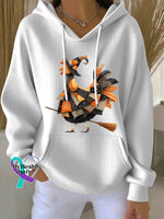 Women’s Christmas Rooster Print Casual Sweatshirt White / S