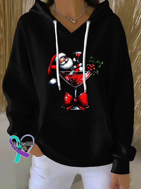 Women’s Christmas Santa Claus Print Casual Sweatshirt Black / S