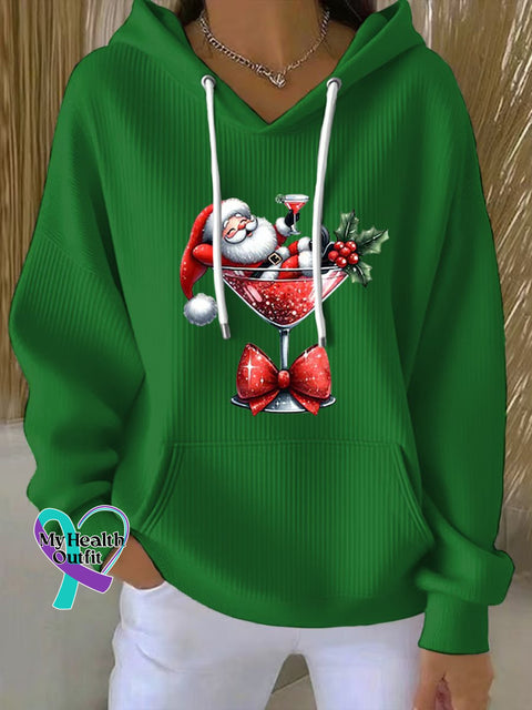 Women’s Christmas Santa Claus Print Casual Sweatshirt Green / S