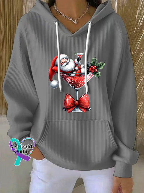 Women’s Christmas Santa Claus Print Casual Sweatshirt Grey / S