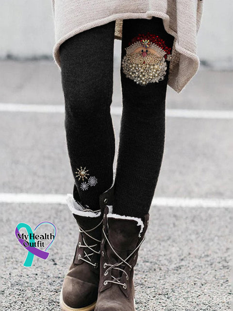 Women’s Christmas Santa Jewelry Art Casual Cat Print Leggings Colorful / S