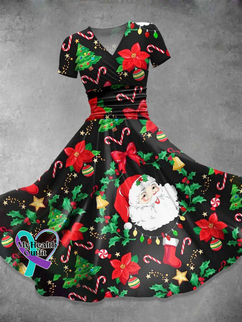 Women’s Christmas Santa Print Casual Dress Multicolor / S