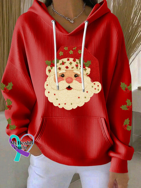 Women’s Christmas Santa Print Casual Hooded Sweatshirt Red / S
