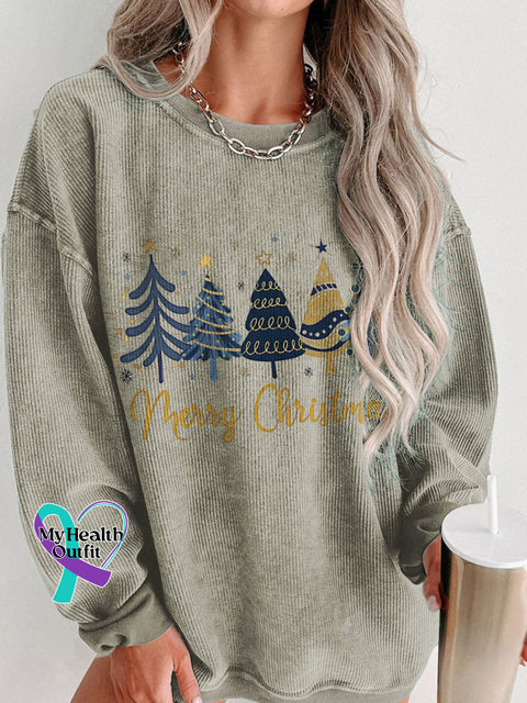 Women’s Christmas Snowflake Casual Print Corduroy Sweatshirt Brown / S